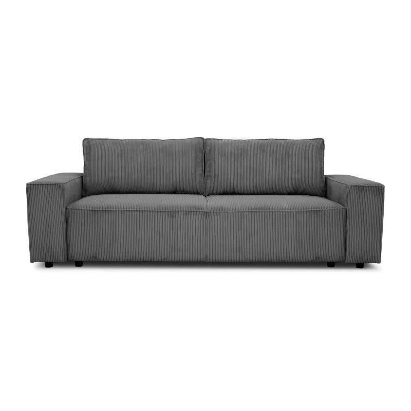 Canapé convertible 3 places JOSH - Velours côtelé Anthracite - Coff Canapé convertible 3 places JOSH - Velours côtelé Anthracite - Coff