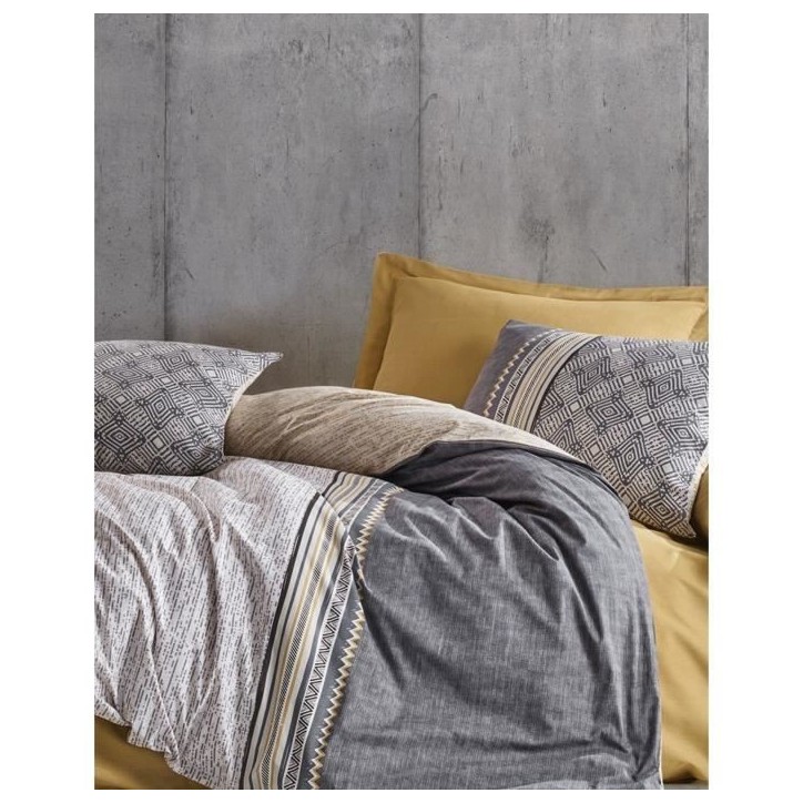 Parure de lit - 1 housse de couette 220 x 240 cm + 2 taies d'oreiller 60 x 60 cm - 100% coton renforcé - Gris Parure de lit - 1 housse de couette 220 x 240 cm + 2 taies d'oreiller 60 x 60 cm - 100% coton renforcé - Gris