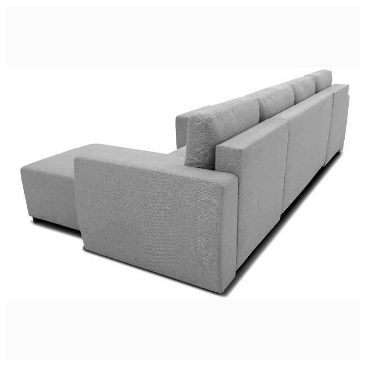 Canapé d'angle convertible panoramique PHARELL 5/6 places - Tissu souris - Coffre de rangement - L297 x P155 x H85 cm Canapé d'angle convertible panoramique PHARELL 5/6 places - Tissu souris - Coffre de rangement - L297 x P155 x H85 cm