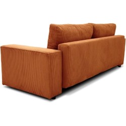 Canapé convertible 3 places JOSH - Tissu velours cotelé terracotta -