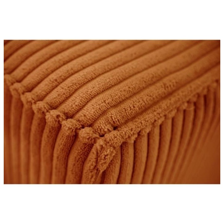 Canapé convertible 3 places JOSH - Tissu velours cotelé terracotta - L 239 x P 86 x H 85 cm - Coffre de rangement