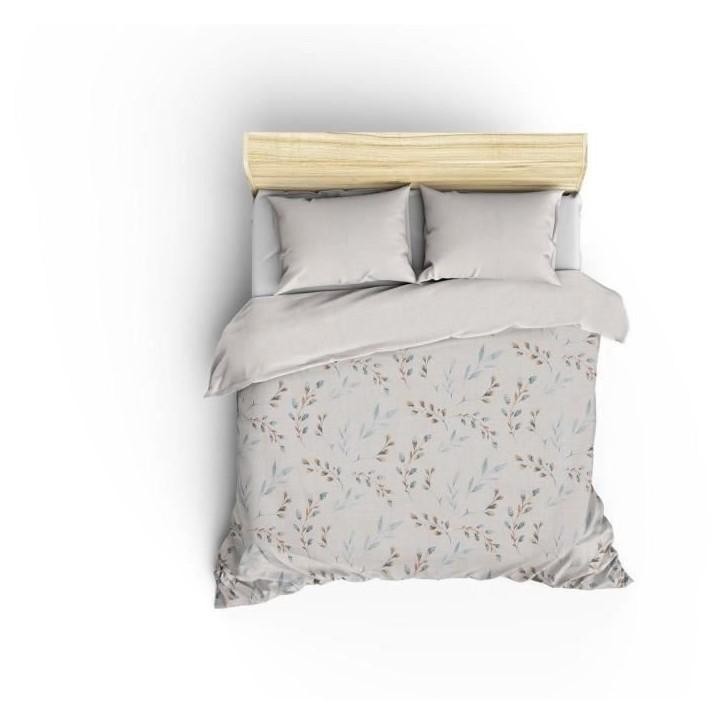 Parure de lit - 1 housse de couette 220 x 240 cm + 2 taies d'oreiller 60 x 60 cm - 100% coton renforcé - Menthe