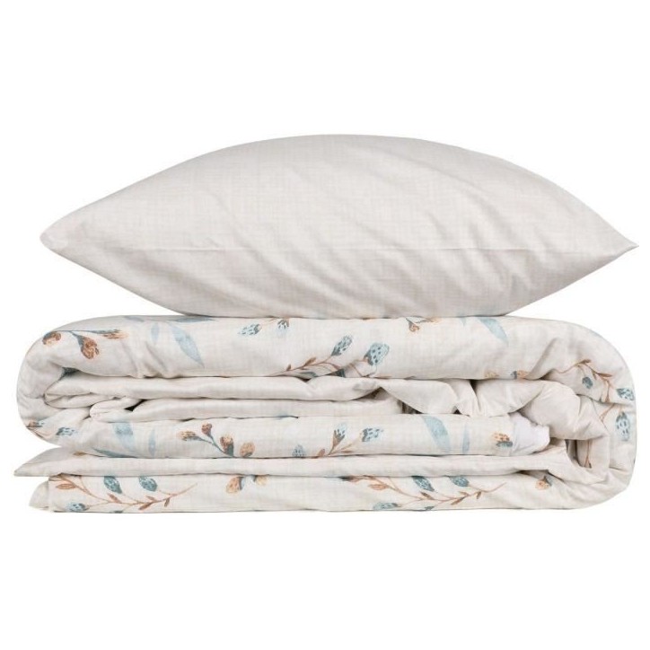 Parure de lit - 1 housse de couette 220 x 240 cm + 2 taies d'oreiller 60 x 60 cm - 100% coton renforcé - Menthe