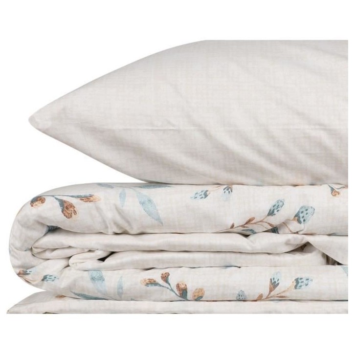 Parure de lit - 1 housse de couette 220 x 240 cm + 2 taies d'oreiller 60 x 60 cm - 100% coton renforcé - Menthe