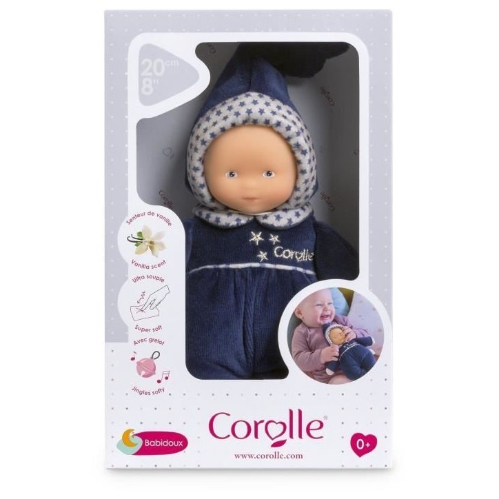 Doudou Babidoux - Corolle - Marine Reves d'Étoiles - Grelot - Senteur Vanille - Étiquette Prénom Doudou Babidoux - Corolle - Marine Reves d'Étoiles - Grelot - Senteur Vanille - Étiquette Prénom