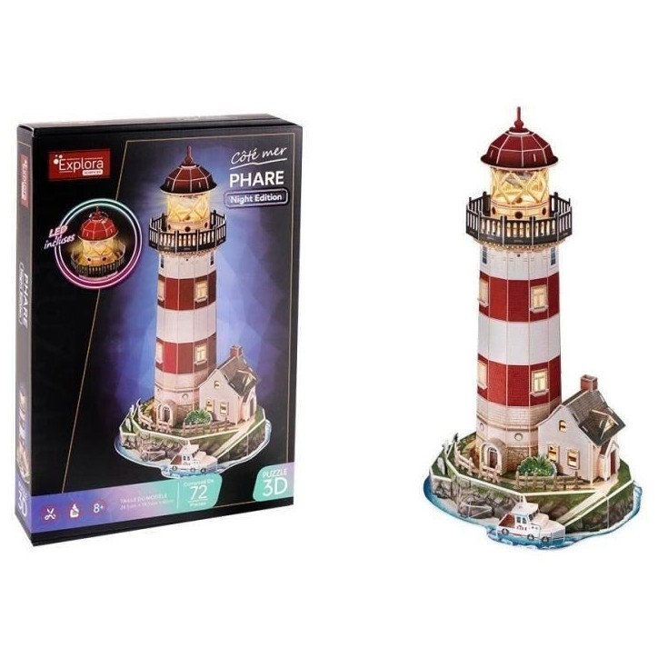 Kit modélisme 3D - EXPLORA SCIENCES - Puzzle Phare - 72 pieces - a partir de 8 ans - Facile a assembler