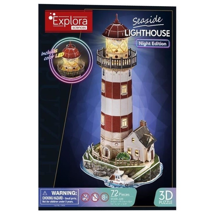 Kit modélisme 3D - EXPLORA SCIENCES - Puzzle Phare - 72 pieces - a partir de 8 ans - Facile a assembler