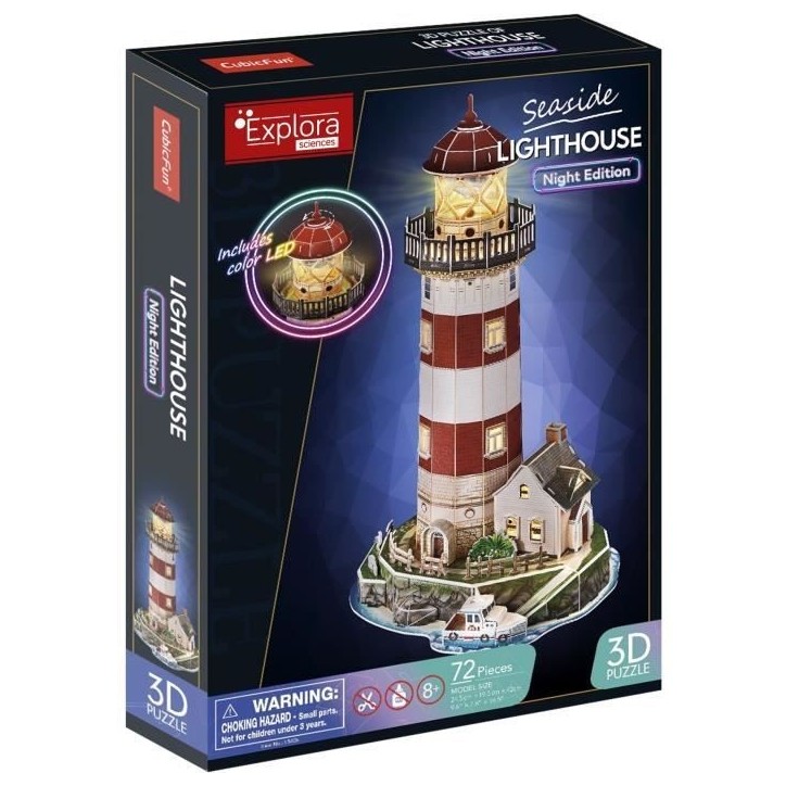 Kit modélisme 3D - EXPLORA SCIENCES - Puzzle Phare - 72 pieces - a partir de 8 ans - Facile a assembler