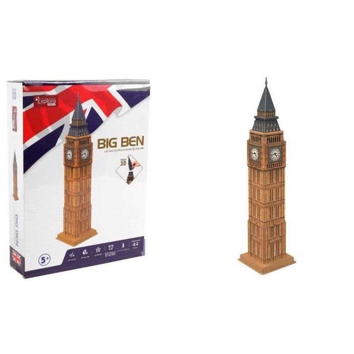 Puzzle 3D - EXPLORA - Big Ben - 44 pieces - Des 5 ans - Facile a assembler