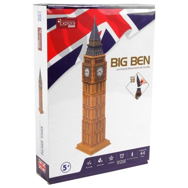 Puzzle 3D - EXPLORA - Big Ben - 44 pieces - Des 5 ans - Facile a assembler