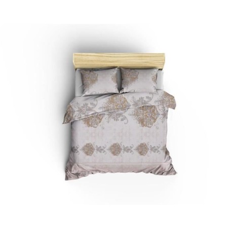 Parure de lit - 1 housse de couette 220 x 240 cm + 2 taies d'oreiller 60 x 60 cm - 100% coton renforcé - Brun