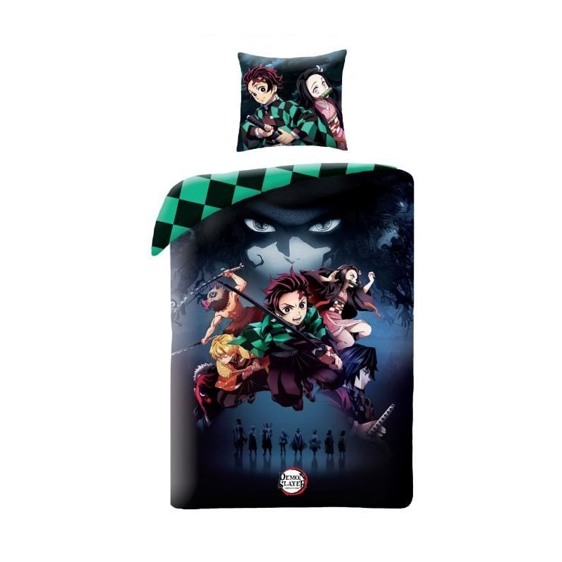 Parure de lit réversible - DEMON SLAYER - Kimetsu - Microfibre - 1 ho Parure de lit réversible - DEMON SLAYER - Kimetsu - Microfibre - 1 ho