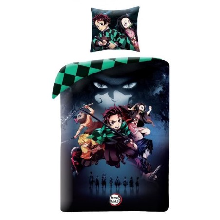 Parure de lit réversible - DEMON SLAYER - Kimetsu - Microfibre - 1 ho