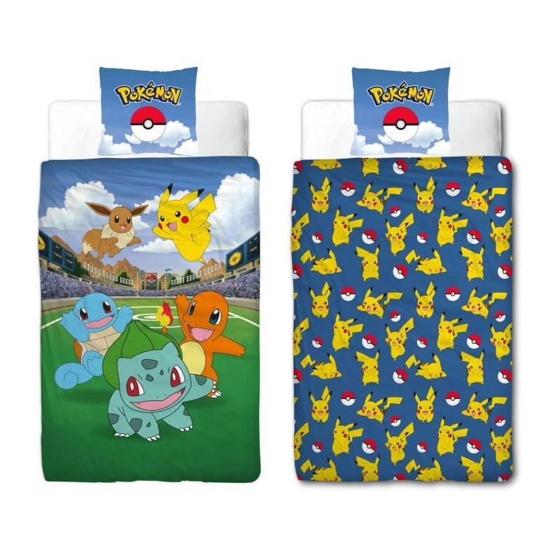Parure de lit réversible - POKEMON - Pikachu et ses amis a l'Arena - Parure de lit réversible - POKEMON - Pikachu et ses amis a l'Arena -