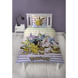 Parure de lit réversible - POKEMON - Pikachu et Evoli - Microfibre -