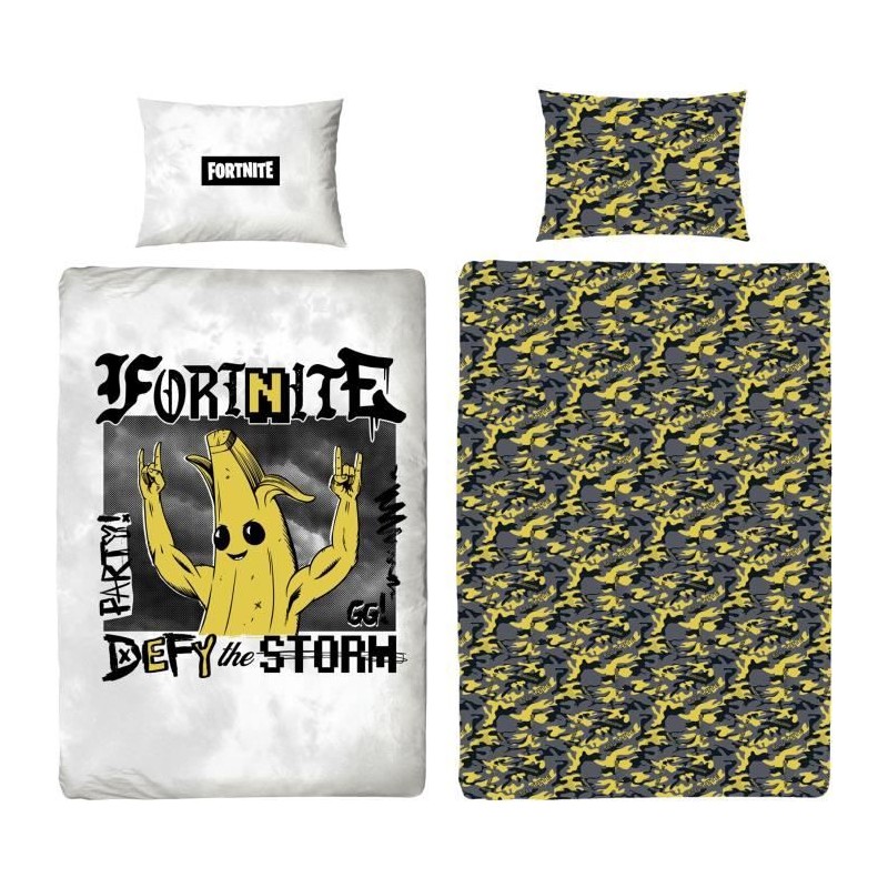 Parure de lit réversible - FORTNITE - Banane - Microfibre - 1 housse