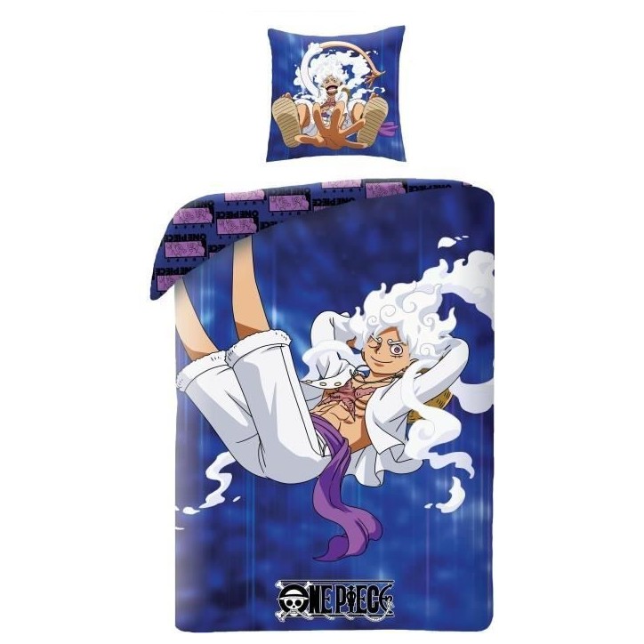 Parure de lit réversible - ONE PIECE - Luffy Gear - Bleu - Microfibre - 1 housse de couette 140 x 200 cm + 1 taie 63 x 63 cm Parure de lit réversible - ONE PIECE - Luffy Gear - Bleu - Microfibre - 1 housse de couette 140 x 200 cm + 1 taie 63 x 63 cm