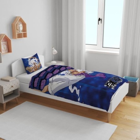 Parure de lit réversible - ONE PIECE - Luffy Gear - Bleu - Microfibre - 1 housse de couette 140 x 200 cm + 1 taie 63 x 63 cm