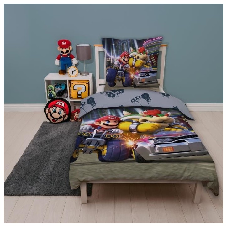 Parure de lit - MARIO BROS - Mario vs Bowser - Microfibre - 1 housse de couette 140 x 200 cm + 1 taie 63 x 63 cm
