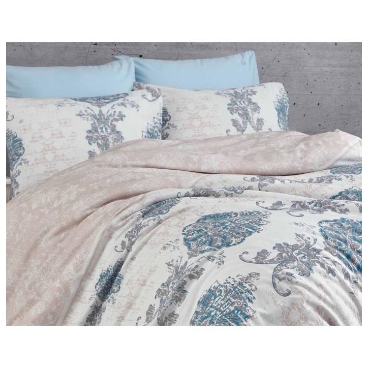Parure de lit - 1 housse de couette 220 x 240 cm + 2 taies d'oreiller 60 x 60 cm - 100% coton renforcé - Bleu Parure de lit - 1 housse de couette 220 x 240 cm + 2 taies d'oreiller 60 x 60 cm - 100% coton renforcé - Bleu
