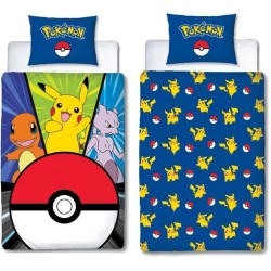 Parure de lit - POKEMON - Pikachu et Poké-ball - Microfibre - 1 houss