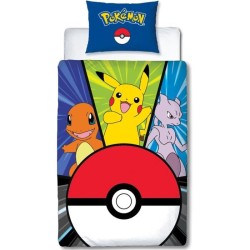 Parure de lit - POKEMON - Pikachu et Poké-ball - Microfibre - 1 houss