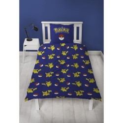 Parure de lit - POKEMON - Pikachu et Poké-ball - Microfibre - 1 houss