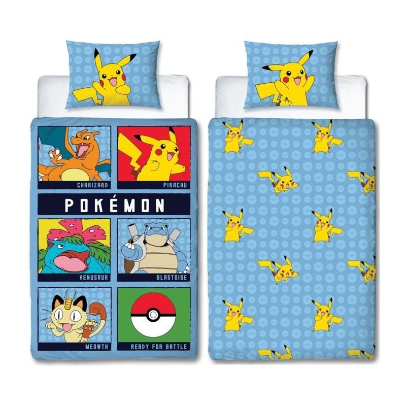 Parure de lit réversible - POKEMON - Battle - Microfibre - 1 housse d Parure de lit réversible - POKEMON - Battle - Microfibre - 1 housse d