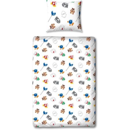 Parure de lit - MARIO BROS - Super Mario et ses amis - Microfibre - 1 housse de couette 140 x 200 cm + 1 taie 63 x 63 cm