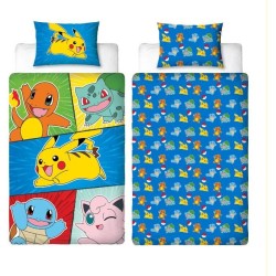 Parure de lit - POKEMON - Pikachu et Starter 1G V - Microfibre - 1 hou