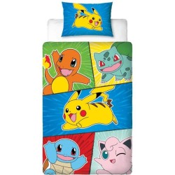 Parure de lit - POKEMON - Pikachu et Starter 1G V - Microfibre - 1 hou