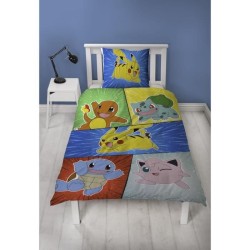 Parure de lit - POKEMON - Pikachu et Starter 1G V - Microfibre - 1 hou
