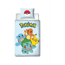 Parure de lit réversible - POKEMON - Pikachu et Starter 1G III - Micr