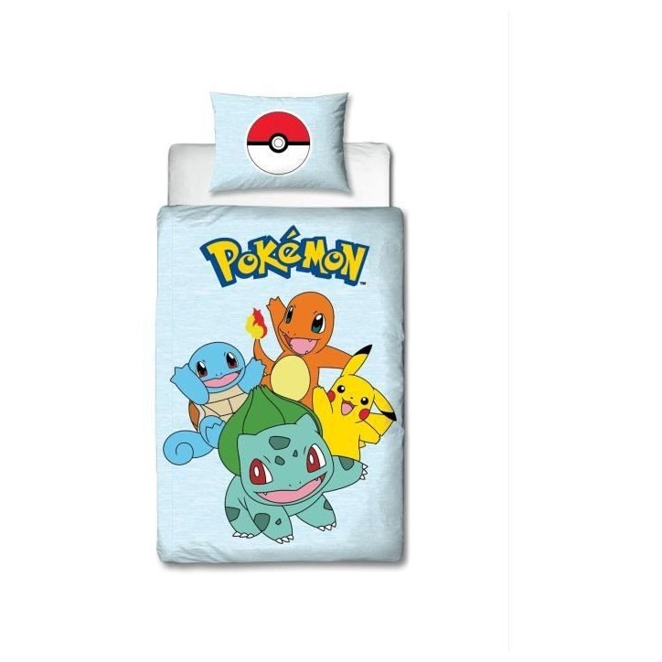 Parure de lit réversible - POKEMON - Pikachu et Starter 1G III - Microfibre - 1 housse de couette 140 x 200 cm + 1 taie 63 x 63 Parure de lit réversible - POKEMON - Pikachu et Starter 1G III - Microfibre - 1 housse de couette 140 x 200 cm + 1 taie 63 x 63