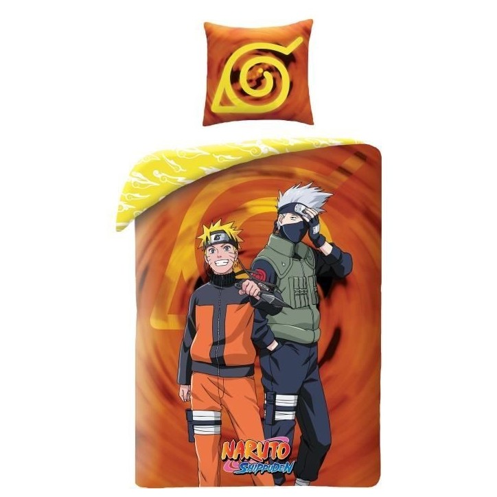 Parure de lit - NARUTO - Naruto et Kakashi - Microfibre - 1 housse de couette 140 x 200 cm + 1 taie 63 x 63 cm Parure de lit - NARUTO - Naruto et Kakashi - Microfibre - 1 housse de couette 140 x 200 cm + 1 taie 63 x 63 cm