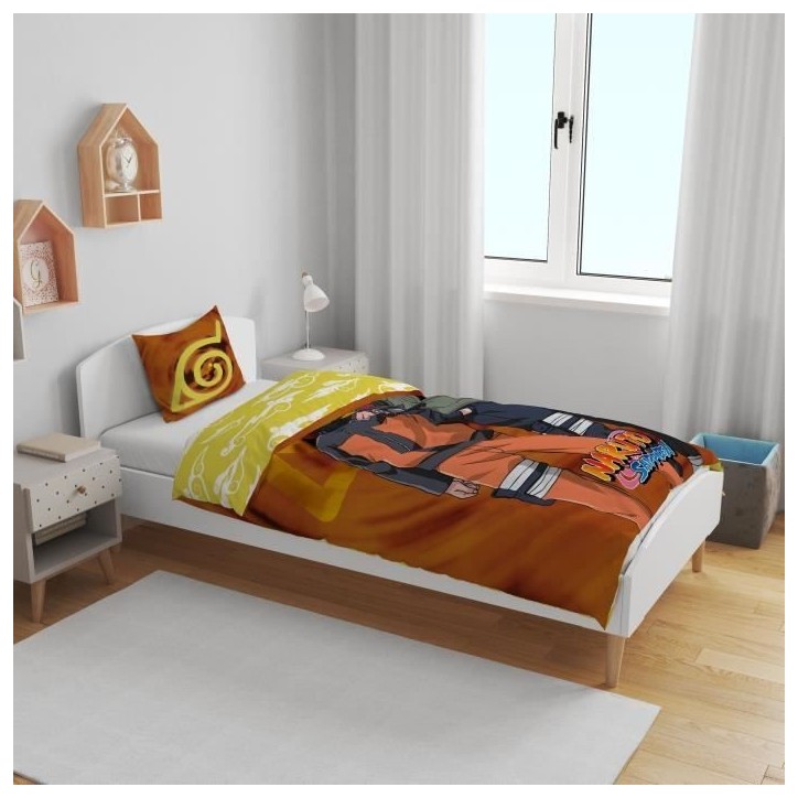 Parure de lit - NARUTO - Naruto et Kakashi - Microfibre - 1 housse de couette 140 x 200 cm + 1 taie 63 x 63 cm Parure de lit - NARUTO - Naruto et Kakashi - Microfibre - 1 housse de couette 140 x 200 cm + 1 taie 63 x 63 cm
