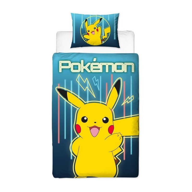 Parure de lit réversible - POKEMON - Pikachu Laser - Microfibre - 1 h