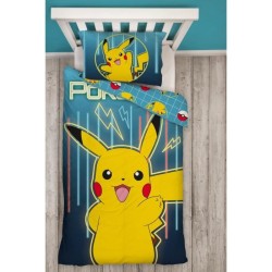 Parure de lit réversible - POKEMON - Pikachu Laser - Microfibre - 1 h