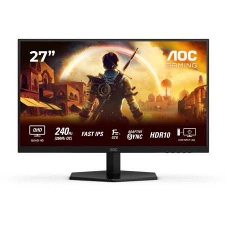 Ecran PC Gamer - AOC - 27'' - QHD - 240Hz - Fast IPS - 0,3ms - Q27G42Z