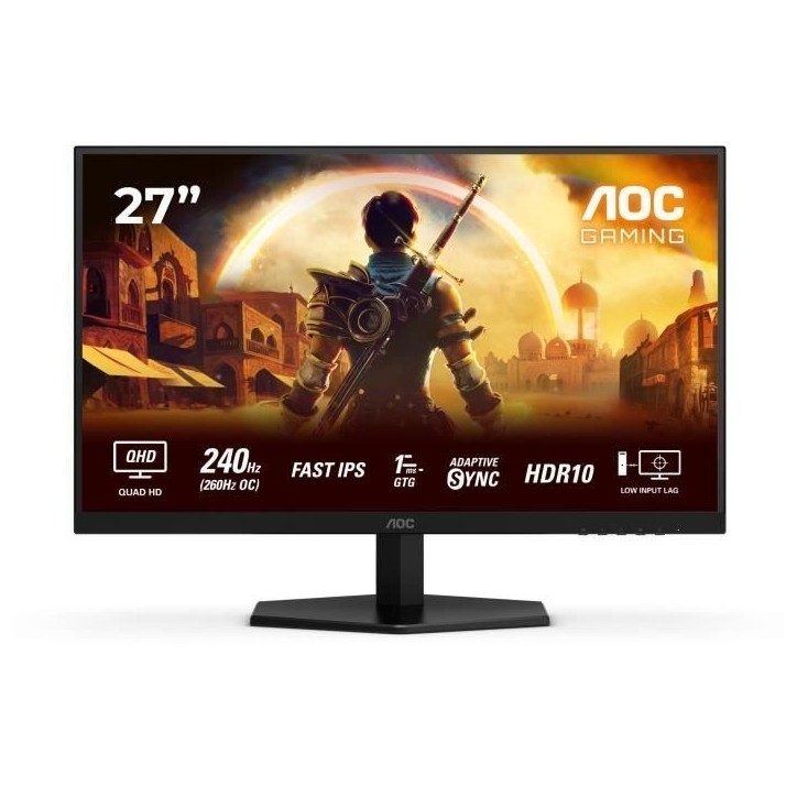 Ecran PC Gamer - AOC - 27'' - QHD - 240Hz - Fast IPS - 0,3ms - Q27G42ZE