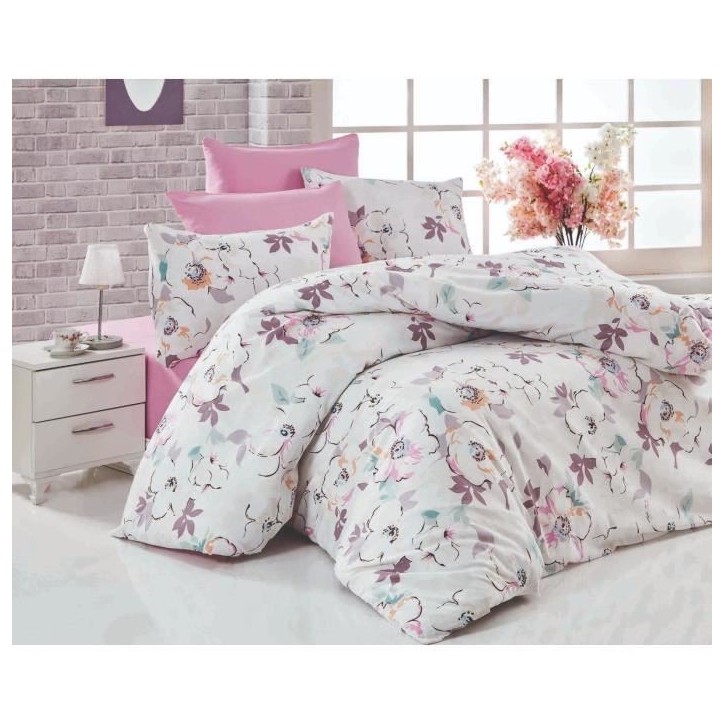 Parure de lit - 1 housse de couette 220 x 240 cm + 2 taies d'oreiller 60 x 60 cm - 100% coton renforcé - Blanc