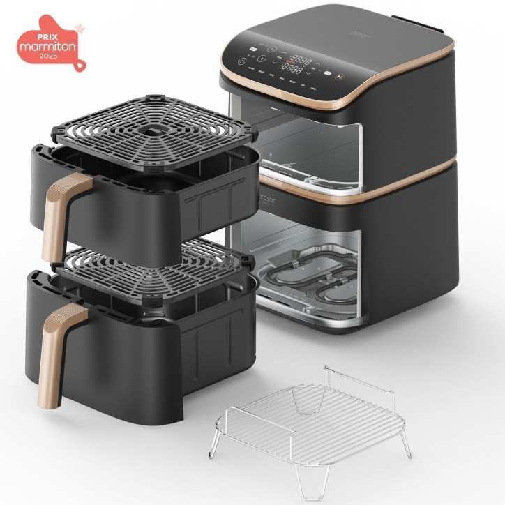 Friteuse sans huile COSORI - Turbo Tower Pro Smart - Capacité 10,8L - 2 cuves - 7 programmes - 2630W - Noir Friteuse sans huile COSORI - Turbo Tower Pro Smart - Capacité 10,8L - 2 cuves - 7 programmes - 2630W - Noir
