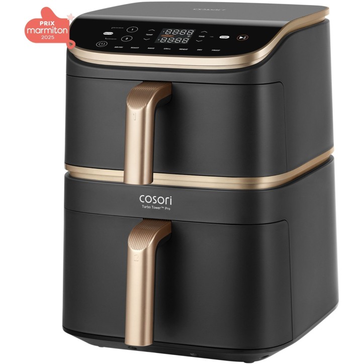 Friteuse sans huile COSORI - Turbo Tower Pro Smart - Capacité 10,8L - 2 cuves - 7 programmes - 2630W - Noir Friteuse sans huile COSORI - Turbo Tower Pro Smart - Capacité 10,8L - 2 cuves - 7 programmes - 2630W - Noir