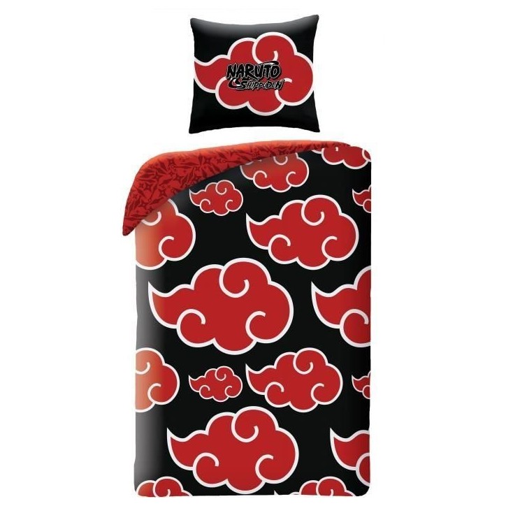 Parure de lit - NARUTO - Akatsuki - Microfibre - 1 housse de couette 140 x 200 cm + 1 taie 63 x 63 cm Parure de lit - NARUTO - Akatsuki - Microfibre - 1 housse de couette 140 x 200 cm + 1 taie 63 x 63 cm