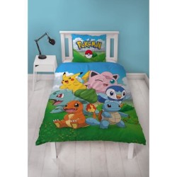 Parure de lit - POKEMON - Pikachu et ses amis - Bleu - Microfibre - 1