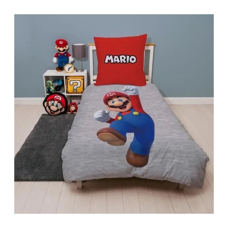 Parure de lit réversible - MARIO BROS - Mario et Luigi - Microfibre -
