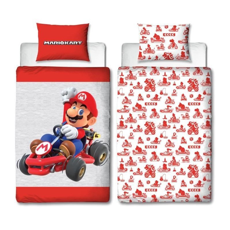 Parure de lit réversible - MARIO BROS - Mario - Microfibre - 1 housse