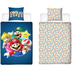 Parure de lit réversible - MARIO BROS - Mario et ses amis - Microfibr
