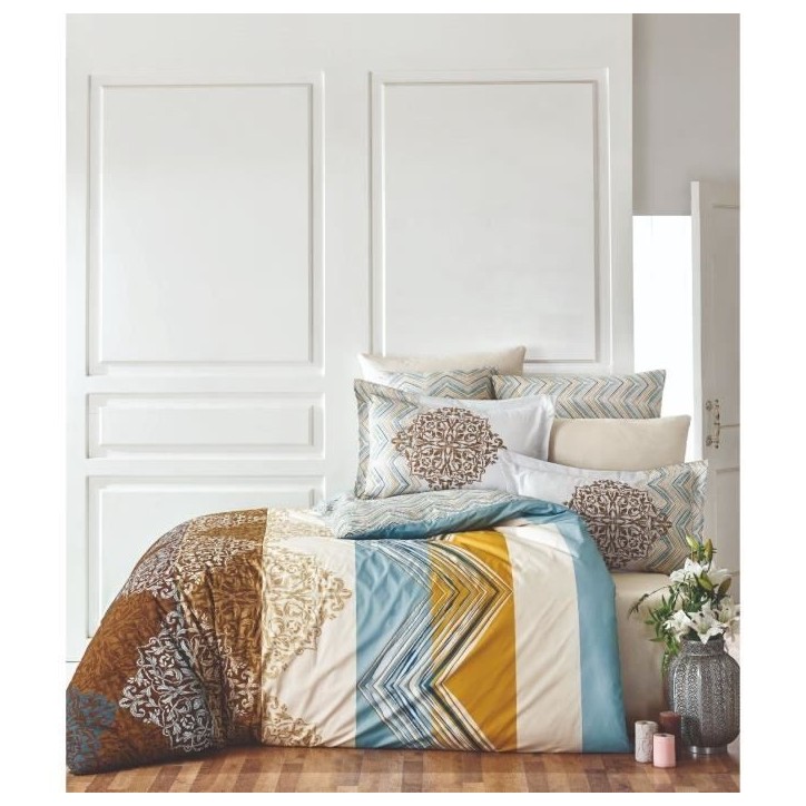 Parure de lit - 1 housse de couette 220 x 240 cm + 2 taies d'oreiller 60 x 60 cm - 100% coton renforcé - Blanc Parure de lit - 1 housse de couette 220 x 240 cm + 2 taies d'oreiller 60 x 60 cm - 100% coton renforcé - Blanc