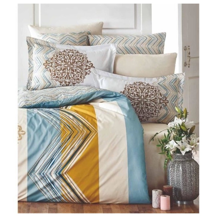 Parure de lit - 1 housse de couette 220 x 240 cm + 2 taies d'oreiller 60 x 60 cm - 100% coton renforcé - Blanc Parure de lit - 1 housse de couette 220 x 240 cm + 2 taies d'oreiller 60 x 60 cm - 100% coton renforcé - Blanc